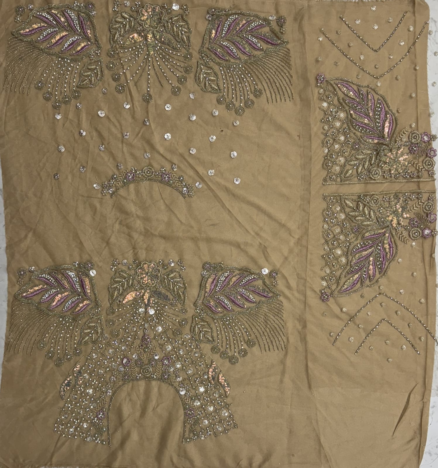 Golden Net A - Line Lehenga Choli with Diamond, Dori, Embroidered, Fancy, Multi, Sequins, Thread and Zircon Work